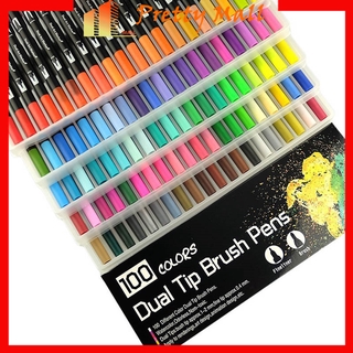 Watercolor Pen Brush Markers Dual Tip Fineliner Drawing Coloring Art Markers 48 60 100 Colors Pens