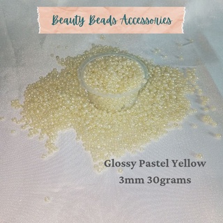 [BBA] GLOSSY PASTEL YELLOW SEED BEADS 3mm 30 grams
