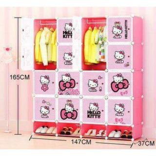 16 Cubes Hello Kitty DIY Wardrobe Cabinet with Shoe Rack