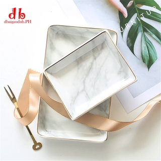 COD! Marble Painting Phnom Penh Ceramic Jewelry Plate Ring Necklace Cosmetic Storage Tray DBP