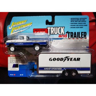 [1959 Ford F-250 with Enclosed Car Trailer Goodyear] 2020 Rel1 Johnny Lightning Truck And Trailer