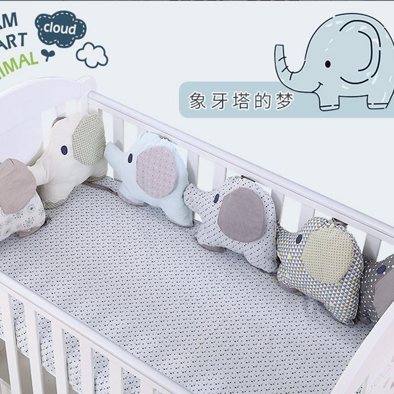 6Pcs Newborn Baby Bed Bumper Cushion Animal Elephant Crib Bumper Soft (1)