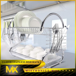 [ Mixtronics.mnl ] 2 Layer Stainless Dish Drainer Rack