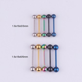 Piercing 316L stainless steel tongue ring tongue nail round ball straight barbell long rod ear bone nail wholesale