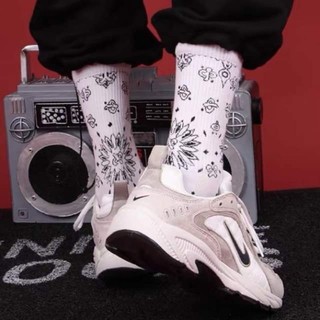 Bandana Socks Black // White For Men And Women // Paisley // Hiphop // Gangsta