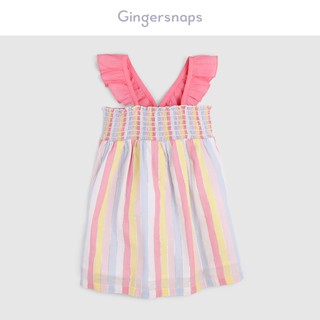 Gingersnaps Baby Girls' Stripey Smocked Dress With Flutter Sleeves