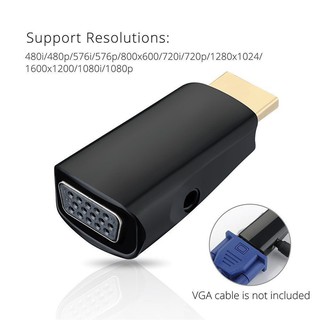 GS HDMI Male to VGA Female 1080p Video Converter Adapter 3.5mm Audio Cable fo PC (1)