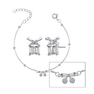 Silver Kingdom Genuine Italy 92.5 Silver Korean Jewelry Ribbon Design ( NS34- LB16+SE09 ) (1)