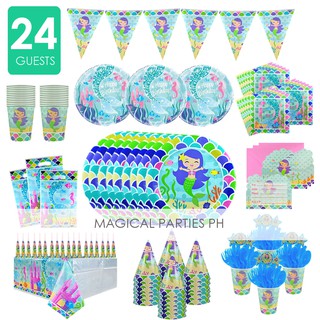 [238 Pcs ALL-IN PACKAGE] LITTLE MERMAID Party Supplies Tableware and Birthday Needs for 24 Guests