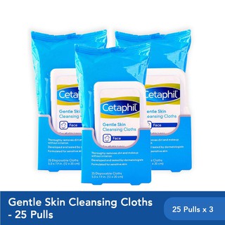 Cetaphil Gentle Skin Cleansing Cloth 25 Pulls x3 (For Sensitive Skin / Fragrance Free)