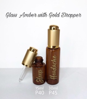 Glass Amber with Gold Dropper 30ml