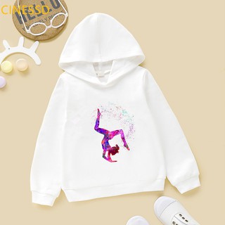 Super Watercolor Gymnastics Girl Printed Hoodies For Teen Girls GYM Lover Kids Sweatshirt Winter Top Students Cutom Diy Clothes