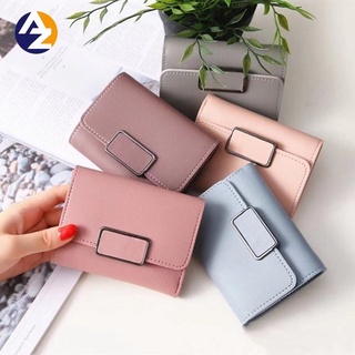 AZ Korean Fashion Classic Square Buckle Wallet Two Folded Card Holder Short Wallet