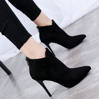 high shoe-High heels female autumn/winter 2020 new fine with pointed Martin boots sexy short waterproof naked
