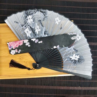Zhizhong Hand Held Folding Fans Fabric Sleeve for Vintage Retro Style
