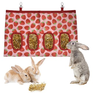 [boutique]Bunny Hay Bag Rabbit Feeding Bag Dutch Rat Food Bag Small Pet Feeding Bag Bunny Four-hole