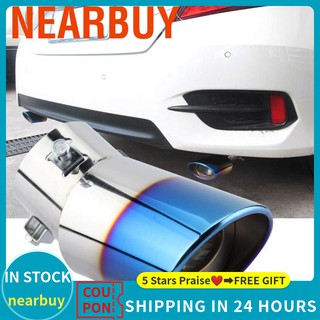 Nearbuy Chrome Blue Stainless Steel Universal Car Curved Exhaust Pipe Rear Muffler Tip Tail Throat