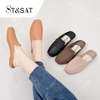 ST&SAT korea Simple casual style flat half loafer shoe for woman(ADD ONE SIZE)