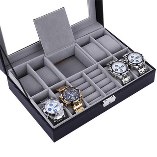 Boxes✘☊8 Grids with 3 Mixed Grids Watch Case PVC Leather Jewelry Storage Display Box Organizer