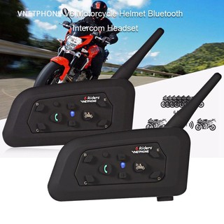 2pcs/set Vnetphone V6 Motorcycle Helmet Intercom 1200m Bluetooth Interphone For 6 Riders