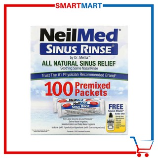 NeilMed Sinus Rinse All Natural Sinus Relief, 100 Premixed Packets
