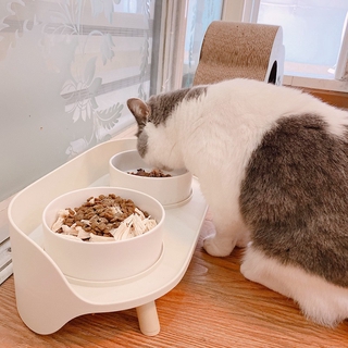 Cat bowl ceramic double dog food to protect the cervical spine anti-overturning and anti-splashing water supplies