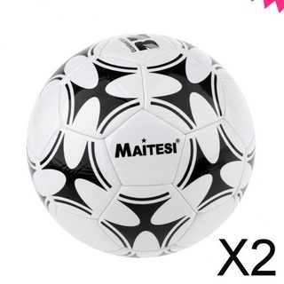 2xDurable Football Soccer Ball 3 Standard Football Training with Net