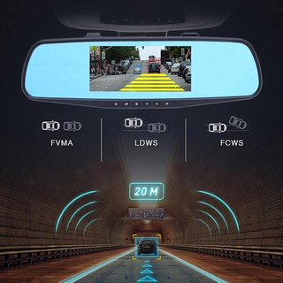 Dual Lens Car DVR Rear View Mirror Dash Cam Video Camera Night Vision Dash-Recorder HD 1080P 4.3 inc (9)