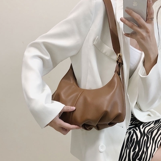 Vintage Women Hobo Bags Soft PU Leather Baguette Bags Korean Fashion Shoulder Bags Casual Handbags Totes
