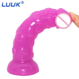 LUUK Candy Colors Dildo Soft Anal Plug Realistic Penis Strong Suction Cup Dick Toy For Adult G-spo