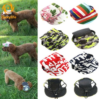♛SL Pet Dog Baseball Cap With Ear Holes Puppy Canvas Hat