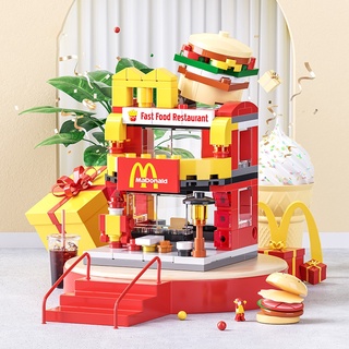 Building Block Toys City Street View Series Compatible With lego Mcdo Burger Store Audio-Video minecraft house Mcdonald toys for boys