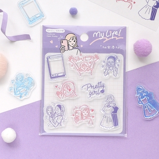Cute Silicon Stamps Set Lovely Girls Daily Life Design Journal Scrapbooking DIY Craft Decor Stamp (1)