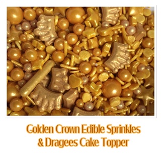 Golden Crown Edible Sprinkles & Dragees Cake Topper