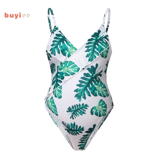 Maternity Swimwear Womens One Piece Off Shoulder Ruffles Floral Summer Flounce Swimsuits Pregnancy Beachwear S