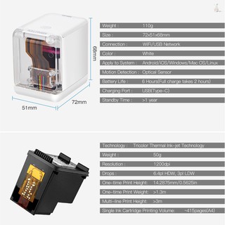 ✮PLB➬ MBrush Handheld Printer Portable Mini Inkjet Printer Color Barcode Printer 1200dpi with Ink Ca (5)