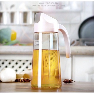 650ml condiments Bottle automatic Lid Glass Oil bottle Jar Soy dispenser Handle