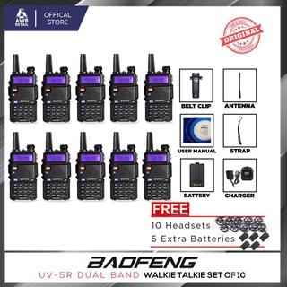 Baofeng/Platinum UV5R Walkie Talkie VHF/UHF Dual Band Two-Way Radio Set of 10 with FREE 10pcs. Earpi