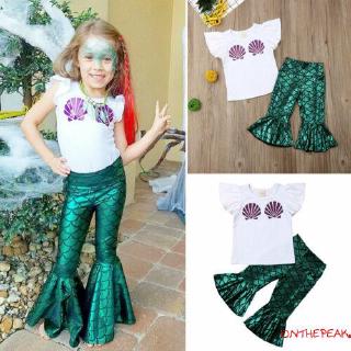 ♛♚♛Summer Toddler Baby Girls Outfits Clothes T-shirt Tops Mermaid Dress Skirt Trousers Set