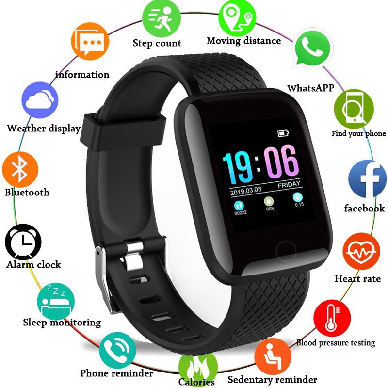 [HD Screen] 116 plus Smart Watch Heart Rate Blood Pressure Waterproof Smart Bracelet and strap