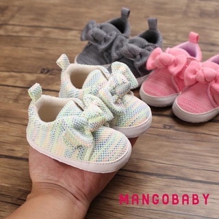 MG-Baby Shoes, Girls Bowknot Walking Shoes Soft Sole Footwear Prewalker for Spring Fall, Gray/White Green/Rose Red, 0-12 Months (5)