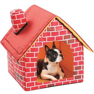 House shape pet house cat dog house villa removable and washable red brick pet house