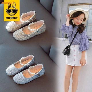 Girls leather shoes 2021 new spring and autumn soft-soled crystal children s shoes little girls children princess shoes casual shoes