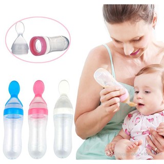 Newborn Baby Squeezing Feeding Bottle Spoon Training Feeder