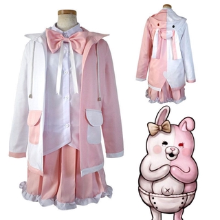 Japan Anime Danganronpa Dangan-Ronpa 2 Monomi Pink White Rabbit Cosplay Costume Girl Outfits Wig
