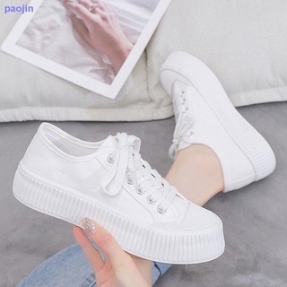 Thick-soled canvas shoes women 2021 new ulzzang cloth shoes summer thin section breathable increased board shoes white shoes women