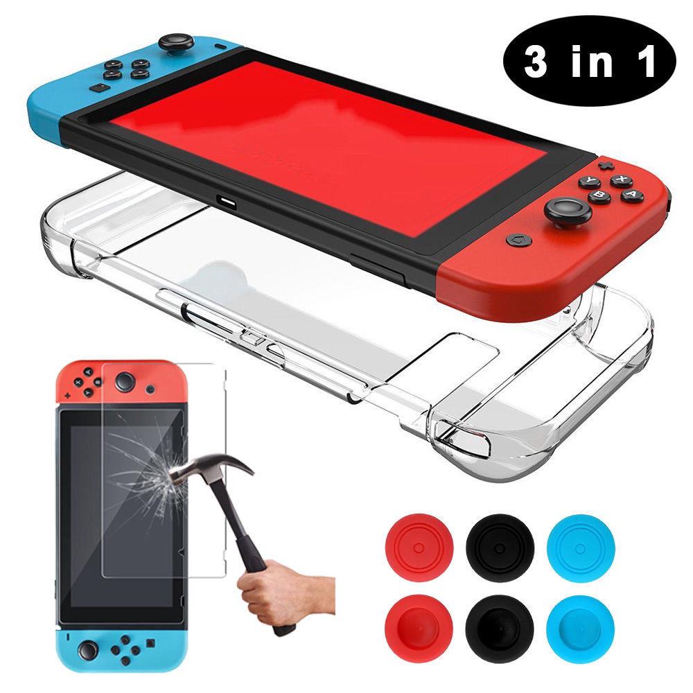 Nintendo Switch hard Case+Tempered Glass +Thumb Grips Caps