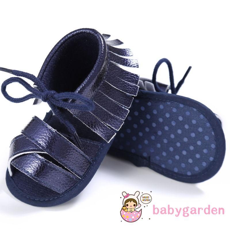 BPY-Summer Baby Girls Kids Sandals Tassel Anti-Slip Crib (4)