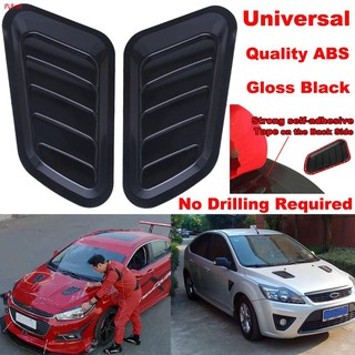 ✑2pcs Universal Fit ABS Gloss Black Car Air Flow Intake Scoop Hood Bonnet Vent Front Engine Cover