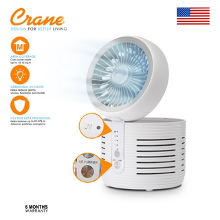 Crane EE-5073 3-in-1 True Hepa H13 Desktop Air Purifier + Fan with UV